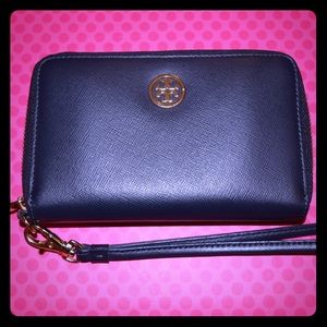 Navy Tory Burch Wristlet